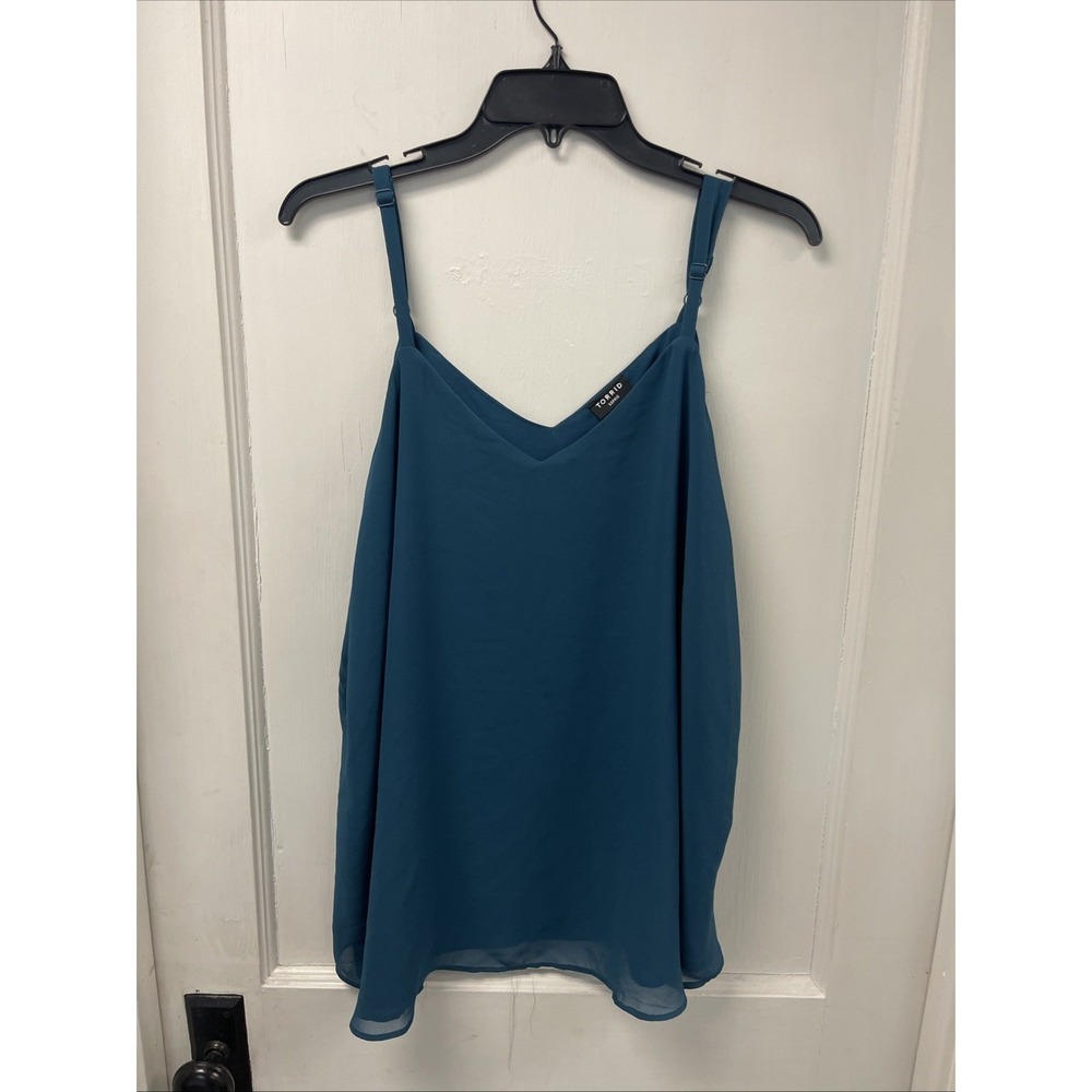 TORRID Sophie Chiffon Double Layer Swing Cami BlueTank Top Sheer Flowy Size 0